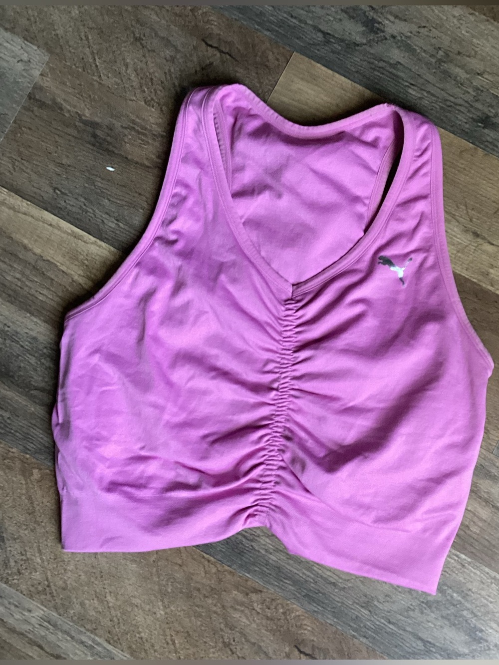Puma Pink Ruched Racerback Workout Tank